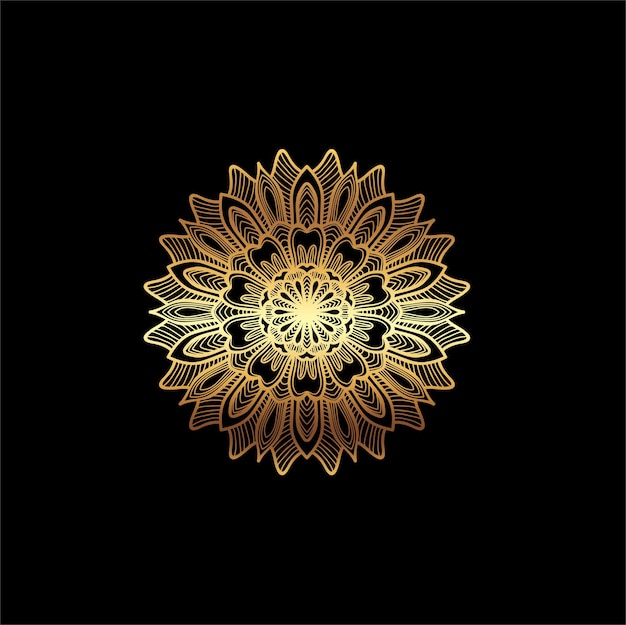 Vector fondo de diseño de mandala ornamental de lujo en color dorado