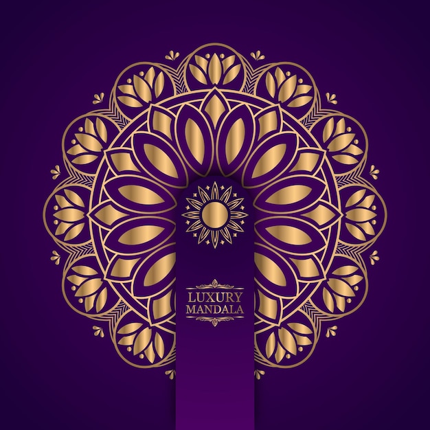 Fondo de diseño de mandala ornamental de lujo en color índigo dorado vector gratuito