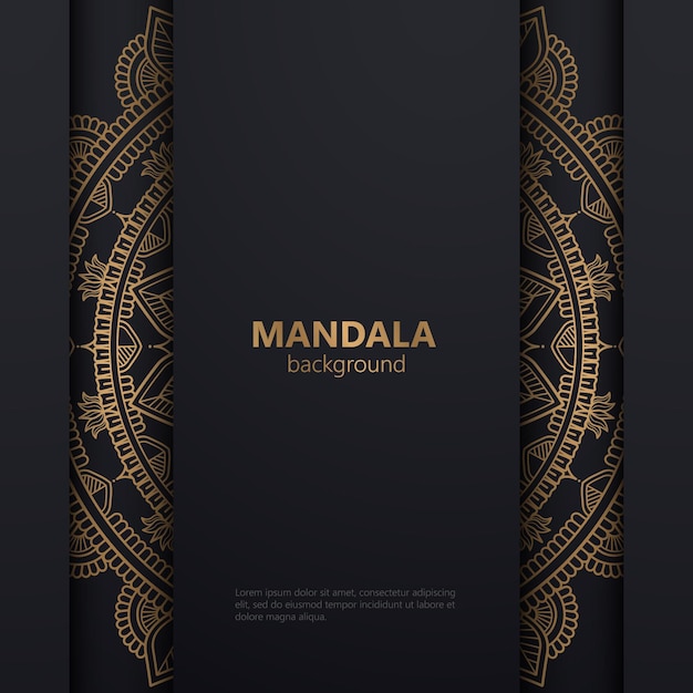 Fondo de diseño de mandala ornamental de lujo en color negro y dorado