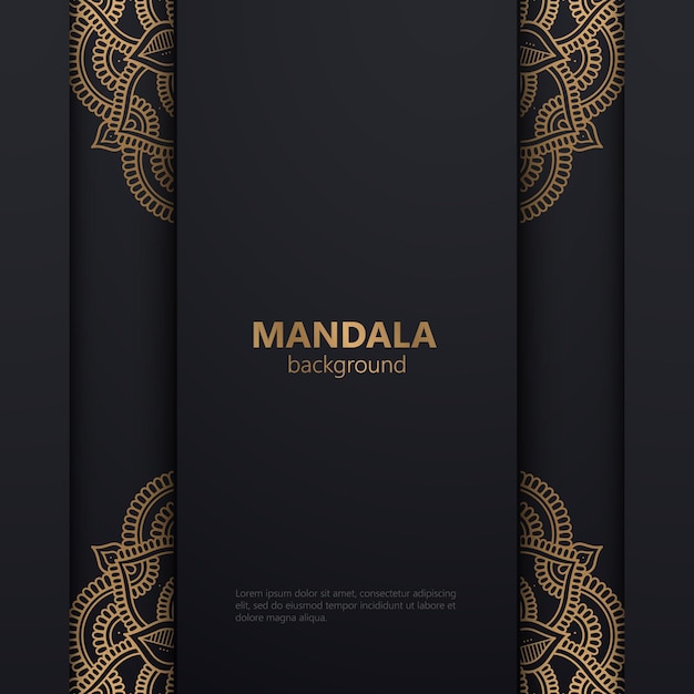 Fondo de diseño de mandala ornamental de lujo en color negro y dorado
