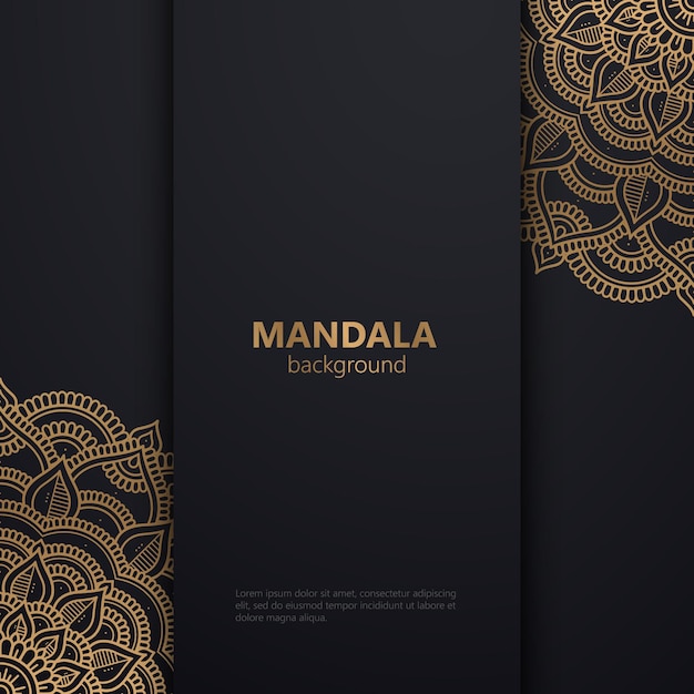 Fondo de diseño de mandala ornamental de lujo en color negro y dorado