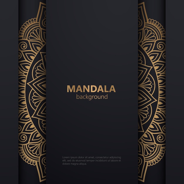 Fondo de diseño de mandala ornamental de lujo en color negro y dorado