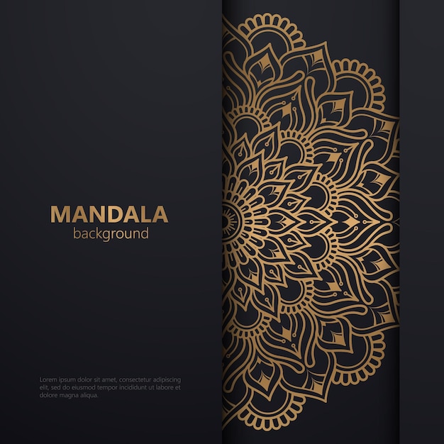 Fondo de diseño de mandala ornamental de lujo en color negro y dorado