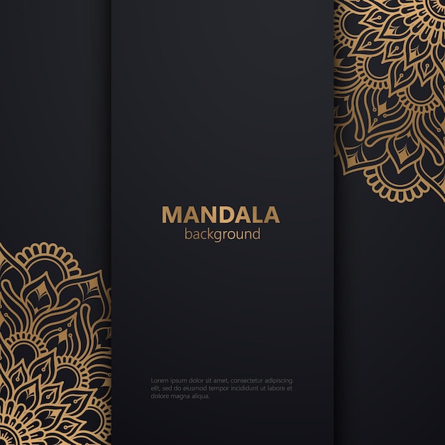 Fondo de diseño de mandala ornamental de lujo en color negro y dorado