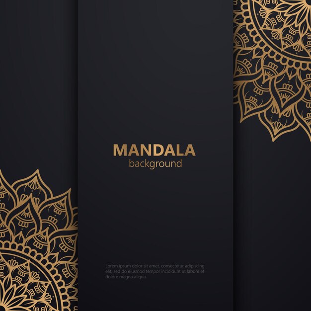 Fondo de diseño de mandala ornamental de lujo en color negro y dorado