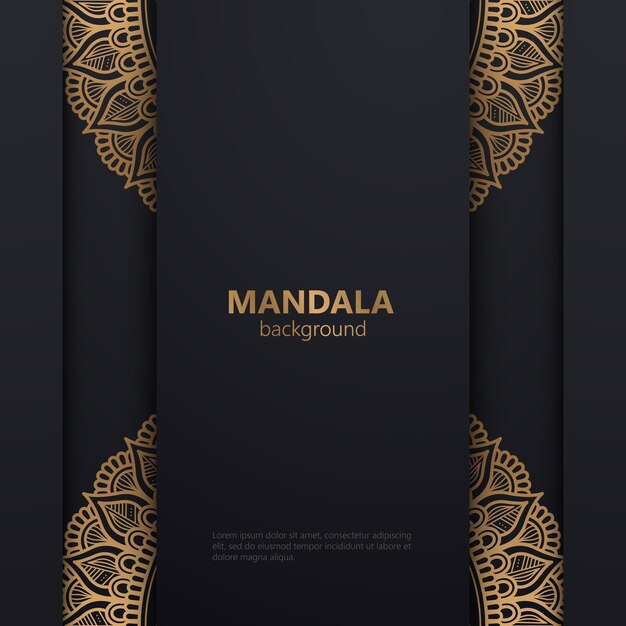 fondo de diseño de mandala ornamental de lujo en color negro y dorado