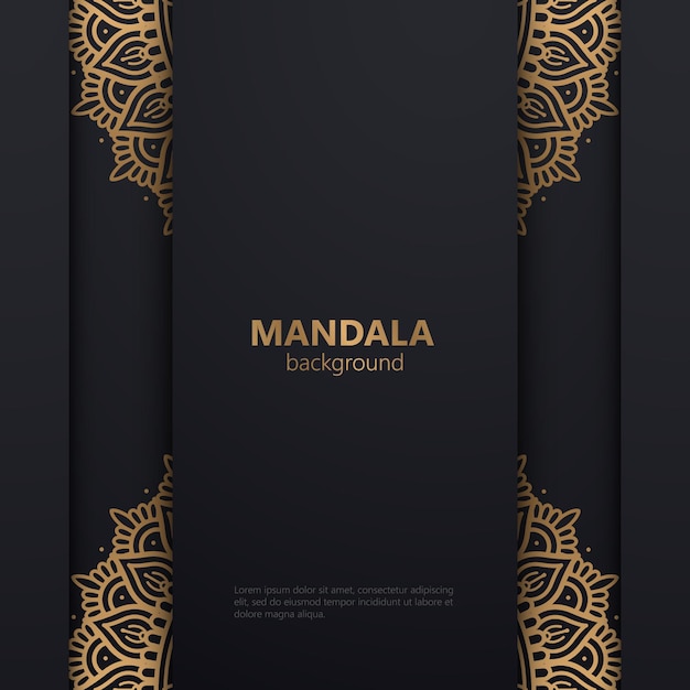 fondo de diseño de mandala ornamental de lujo en color negro y dorado