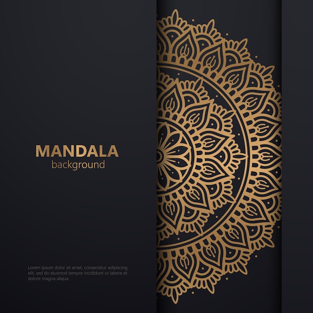 fondo de diseño de mandala ornamental de lujo en color negro y dorado