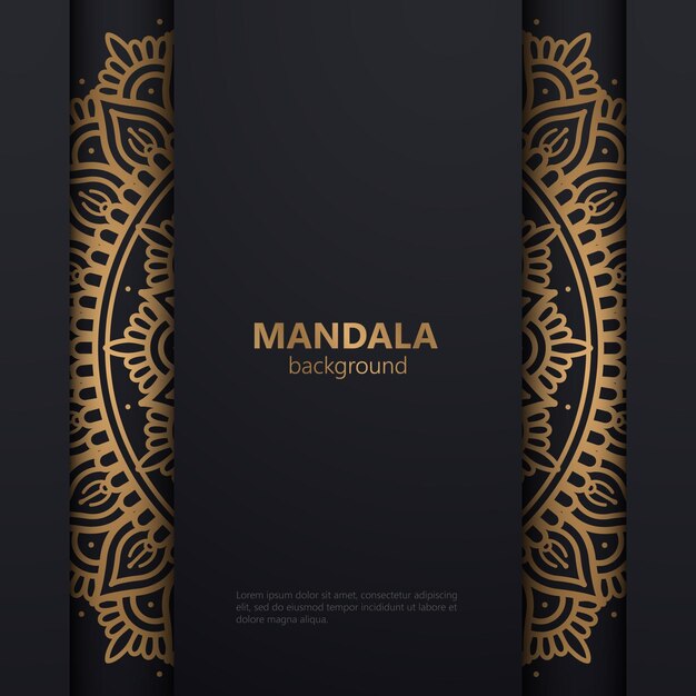 fondo de diseño de mandala ornamental de lujo en color negro y dorado