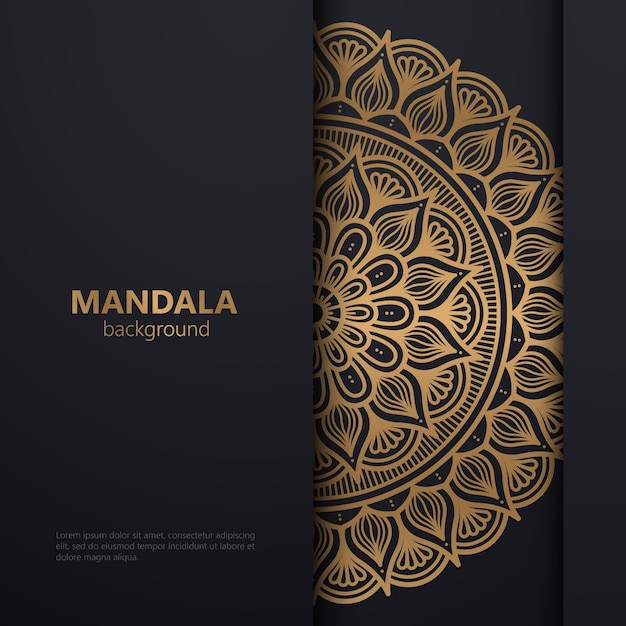 fondo de diseño de mandala ornamental de lujo en color negro y dorado