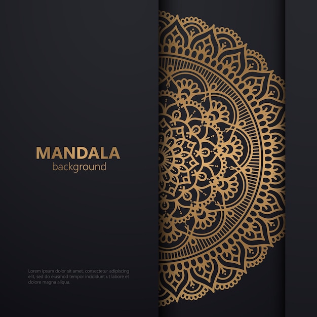 fondo de diseño de mandala ornamental de lujo en color negro y dorado