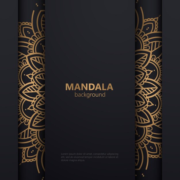 fondo de diseño de mandala ornamental de lujo en color negro y dorado