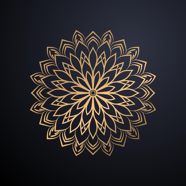 Fondo de diseño de mandala ornamental de lujo en color oro