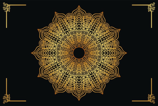 Fondo de diseño de mandala ornamental de lujo en color oro
