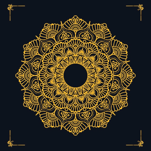 Fondo de diseño de mandala ornamental de lujo en color oro