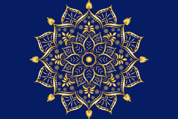 Fondo de diseño de mandala ornamental de lujo en color oro