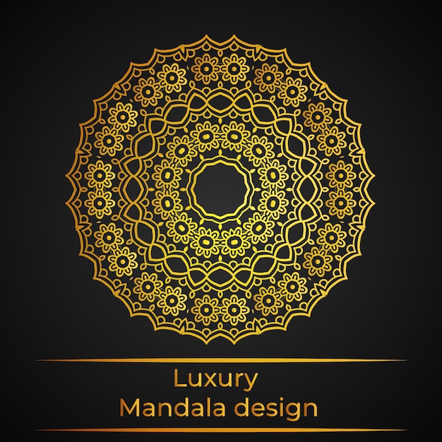 Fondo de diseño de mandala ornamental de lujo en color oro