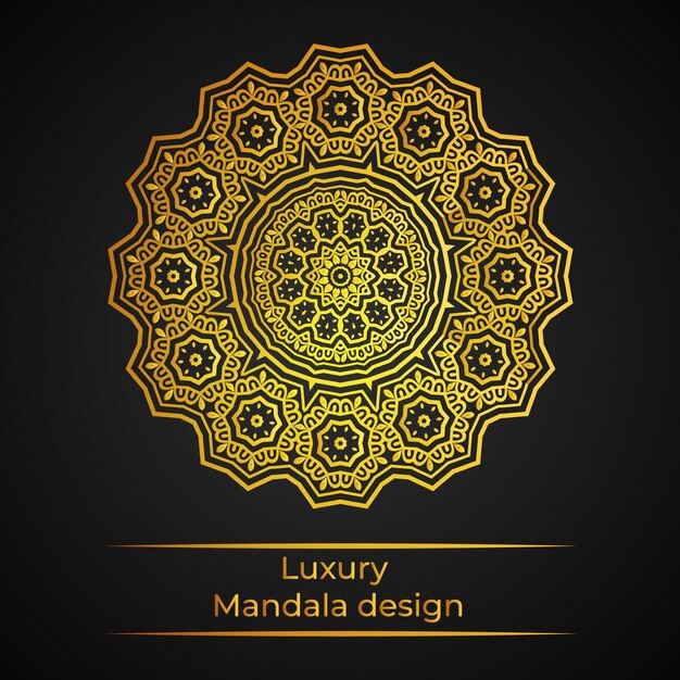 Vector fondo de diseño de mandala ornamental de lujo en color oro