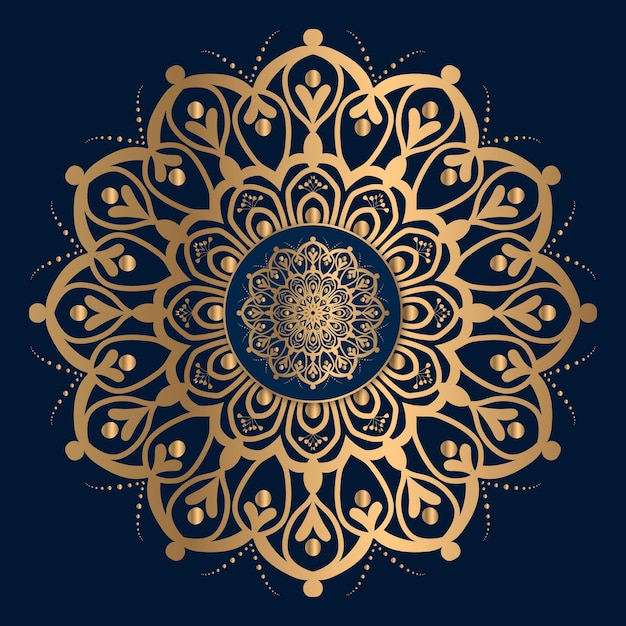 Fondo de diseño de mandala ornamental de lujo en color oro