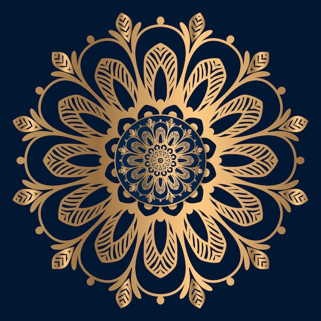 Fondo de diseño de mandala ornamental de lujo en color oro