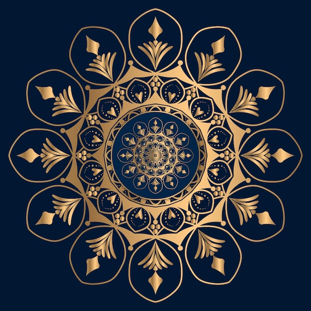 Fondo de diseño de mandala ornamental de lujo en color oro