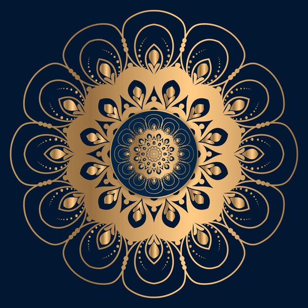 Fondo de diseño de mandala ornamental de lujo en color oro