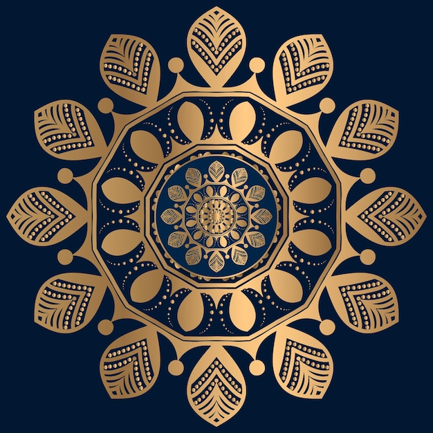 Fondo de diseño de mandala ornamental de lujo en color oro