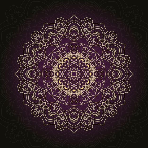 Fondo de diseño de mandala ornamental de lujo en color oro