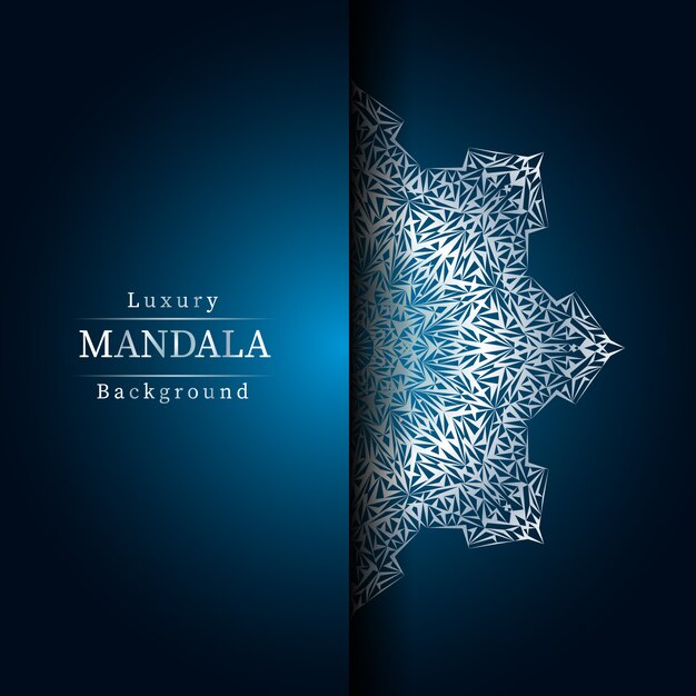 Fondo de diseño de mandala ornamental de lujo en color plata,