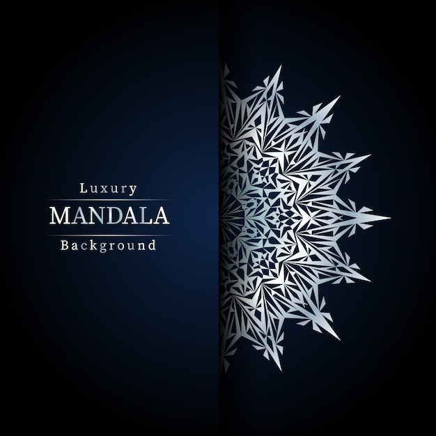 Vector fondo de diseño de mandala ornamental de lujo en color plata,