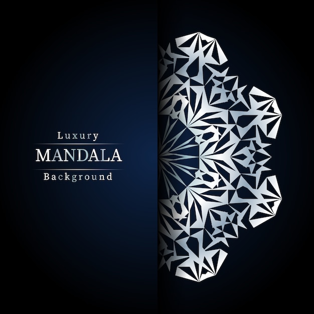 Fondo de diseño de mandala ornamental de lujo en color plata,