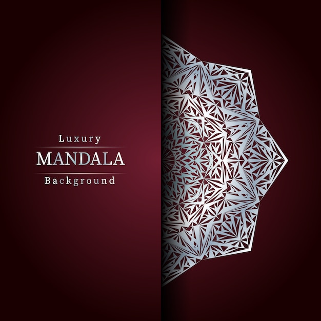 Fondo de diseño de mandala ornamental de lujo en color plata,