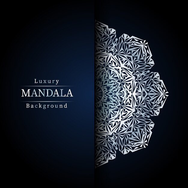 Fondo de diseño de mandala ornamental de lujo en color plata,