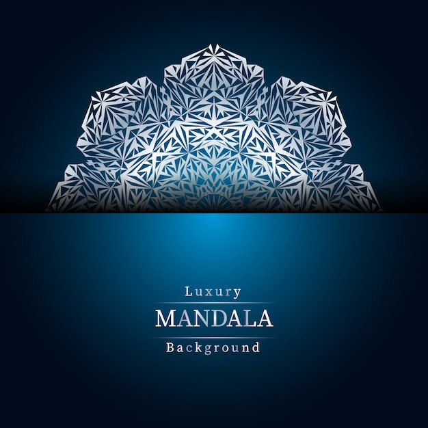 Fondo de diseño de mandala ornamental de lujo en color plata,