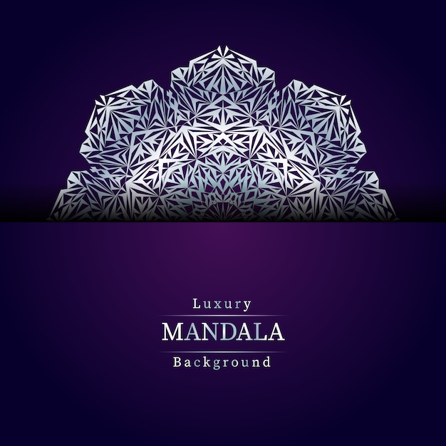 Fondo de diseño de mandala ornamental de lujo en color plata,