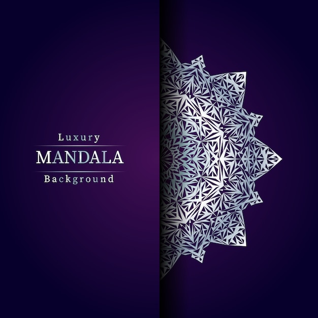 Fondo de diseño de mandala ornamental de lujo en color plata,