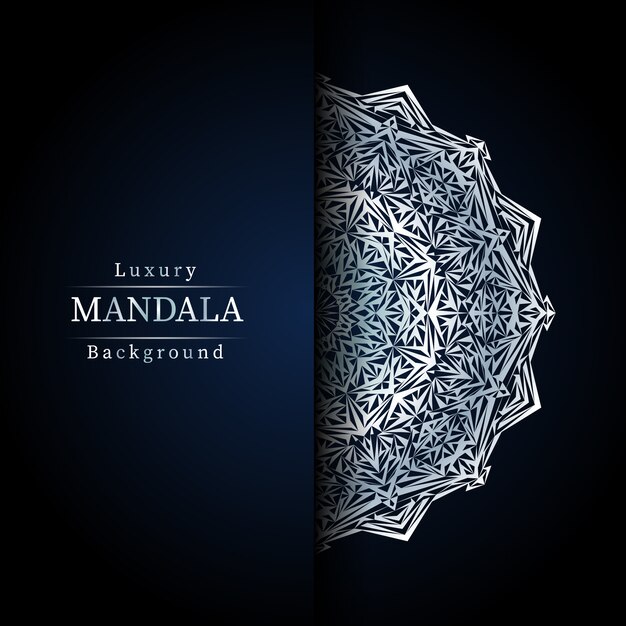 Fondo de diseño de mandala ornamental de lujo en color plata,