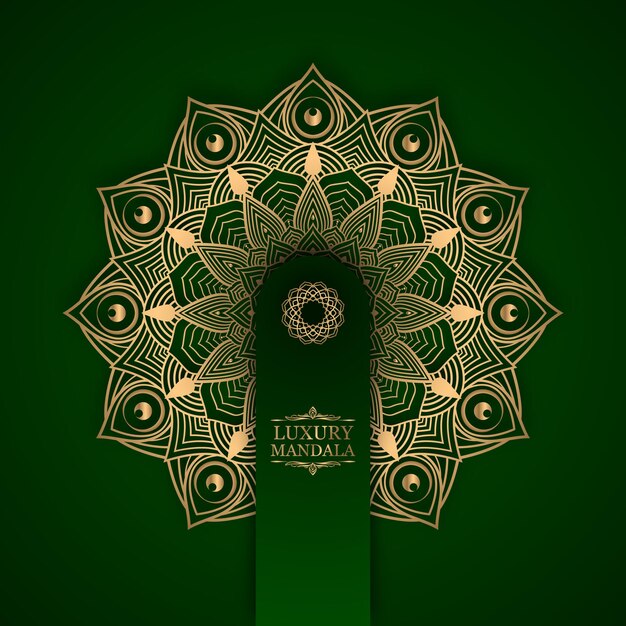 Fondo de diseño de mandala ornamental de lujo en color verde dorado vector gratuito