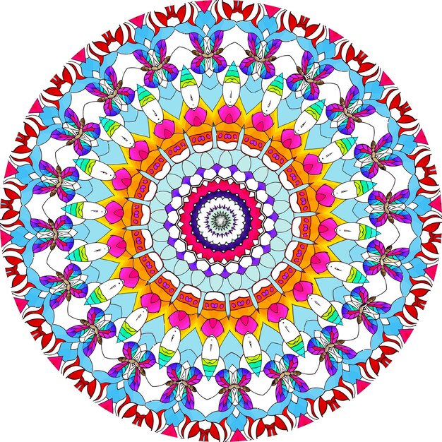 Fondo de diseño de mandala ornamental de lujo colorido. Forma de flor inusual. Oriental. Diseño de tejido