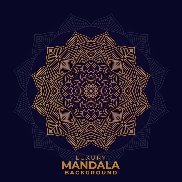 Vector fondo de diseño de mandala ornamental de lujo, mandala ornamental de lujo de color dorado