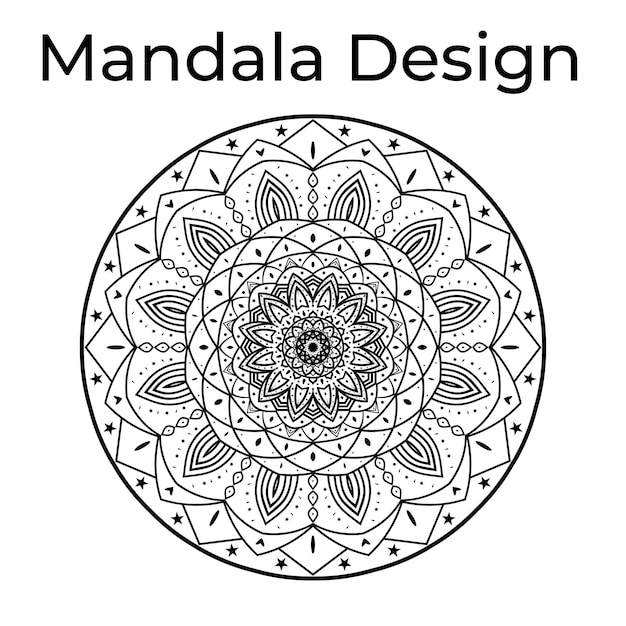 Fondo de diseño de mandala ornamental de lujo en vector de color blanco y negro