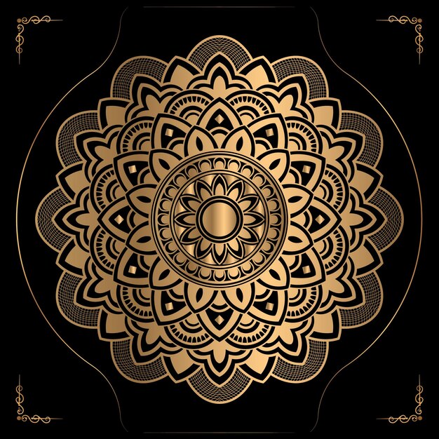 Fondo de diseño de mandala ornamental de lujo en vector de color oro