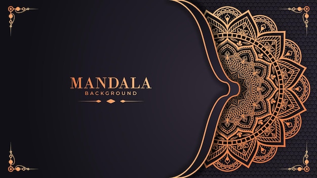 Vector fondo de diseño de mandala ornamental de lujo en vector premium de color dorado