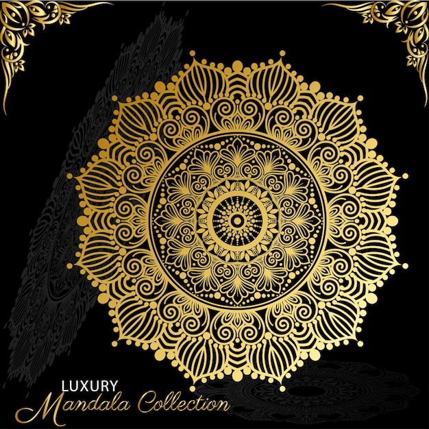 Fondo de diseño de mandala ornamental de lujo vectorial en vector de color dorado