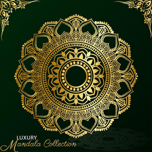 Fondo de diseño de mandala ornamental de lujo vectorial en vector de color dorado