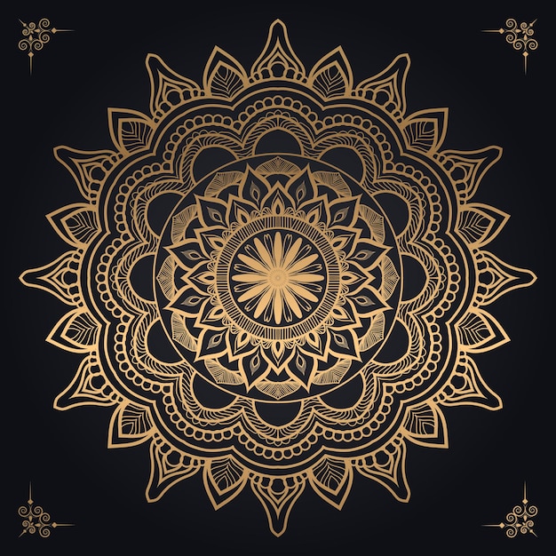 Fondo de diseño de mandala ornamental de patrón dorado de lujo