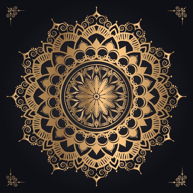 Fondo de diseño de mandala ornamental de patrón dorado de lujo