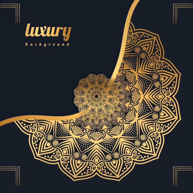 Fondo de diseño de mandala de oro de lujo abstracto para el año nuevo chino en la tarjeta de invitación de boda