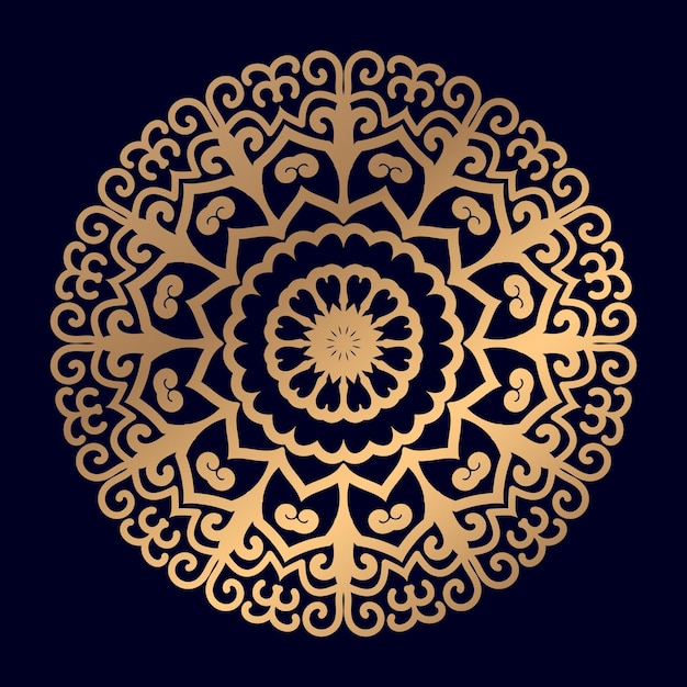 Fondo de diseño de mandala redondo de color dorado de lujo Plantilla vectorial