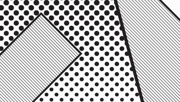 Fondo de diseño de material de patrón geométrico de arte pop blanco y negro